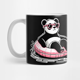 Pool Party Panda in Sunglasses on a Pink Float Funny Pool Panda Mug